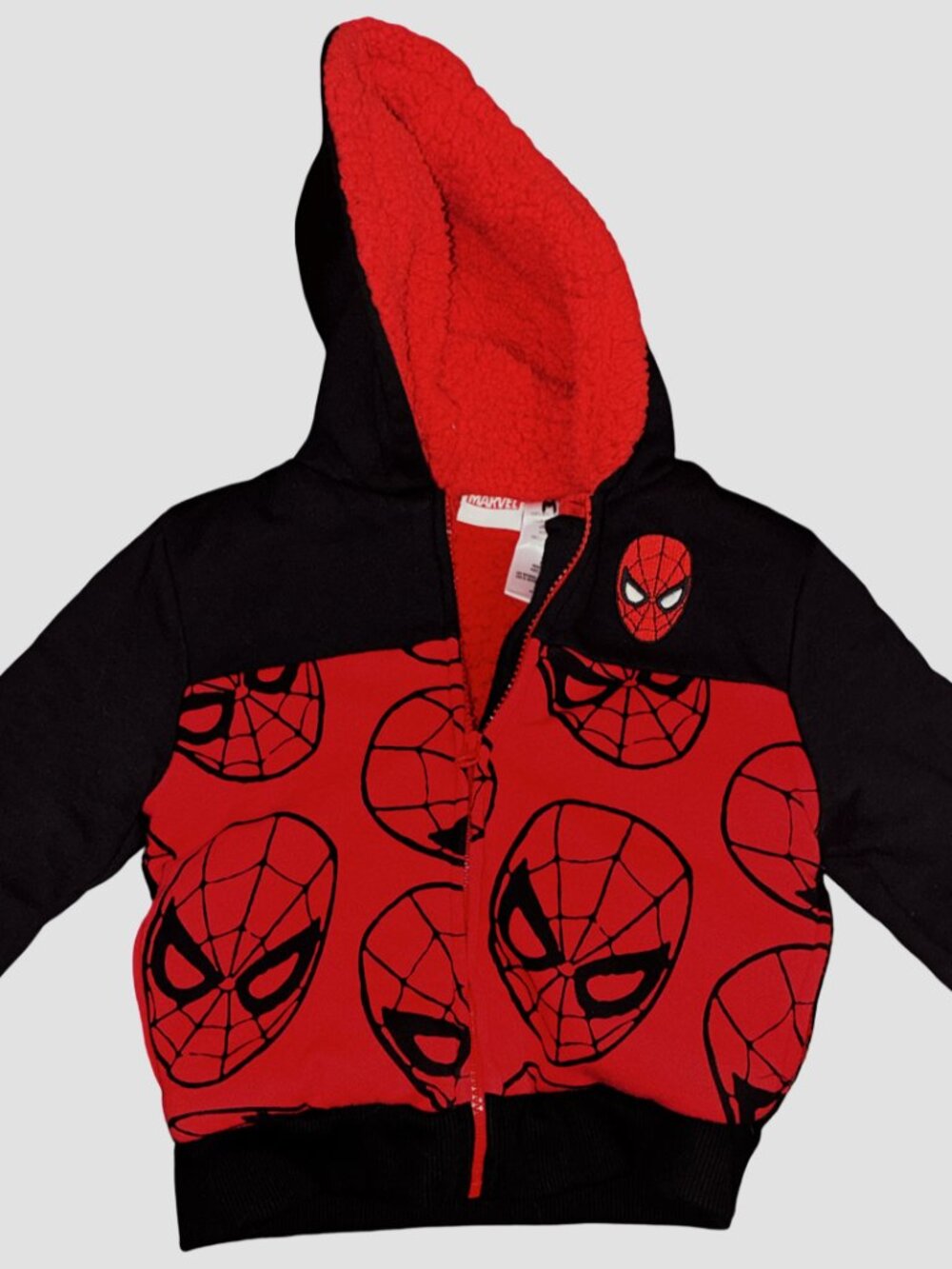 Sz.3T*Marvel-Spider Man Boys Hoodie Red/Black Full-Zip, Plush/Fleece Jacket